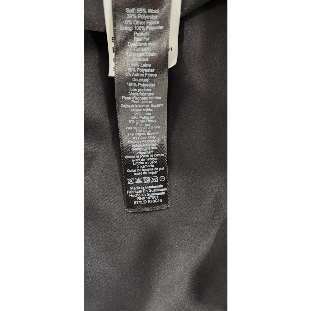 Kobi Halperin Women's Channing Genuine Shearling Trim Black Wool Blend Coat, Sm - Picture 14 of 15